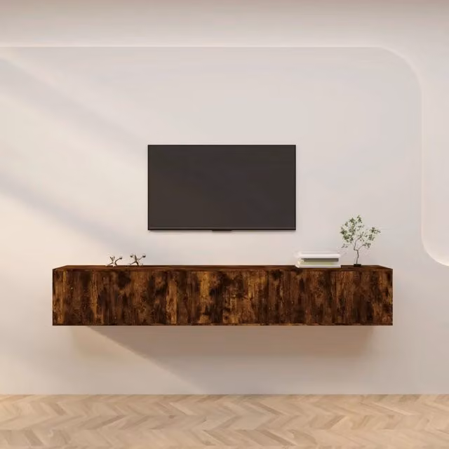 Set di 3 mobili porta TV da parete vidaXL in legno rovere color marrone, L 80 cm x P 34,5 cm x H 40 cm