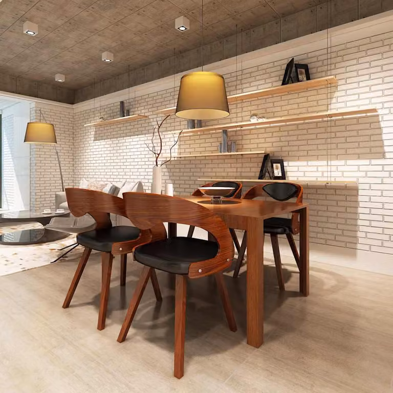 Set di 4 sedie da pranzo vidaXL in legno e similpelle marrone per cucina e sala da pranzo