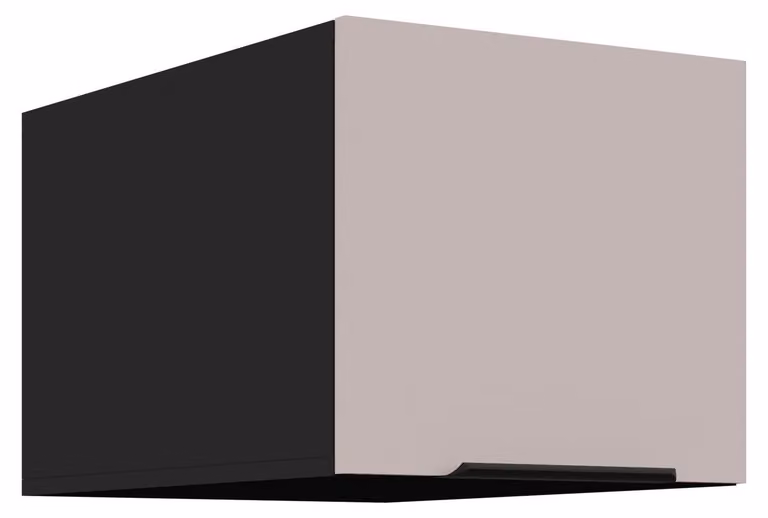 Armadio a colonna alto, 40 cm, cucina ARONA, colore beige "cashmere" e nero opaco. Ideale per cucine compatte o blocchi cucina
