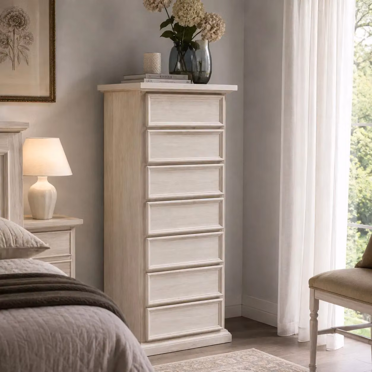 Cassettiera in legno grezzo con 7 cassetti Mobili 2G L/P/H: 60 x 47 x 115 cm – 2