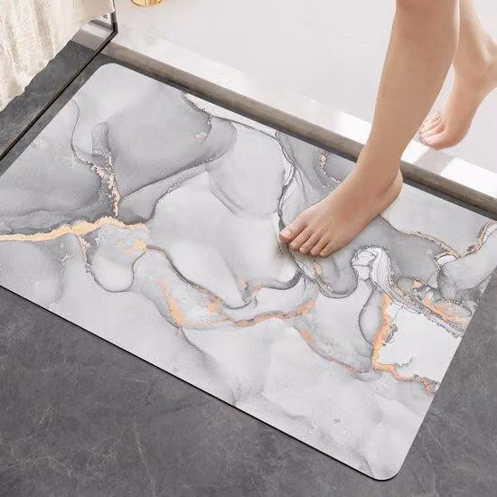 Tappetino da bagno 40 x 60 cm, antiscivolo, ad asciugatura rapida, ultra-assorbente, facile da pulire, ideale per porte del bagno, colore grigio chiaro