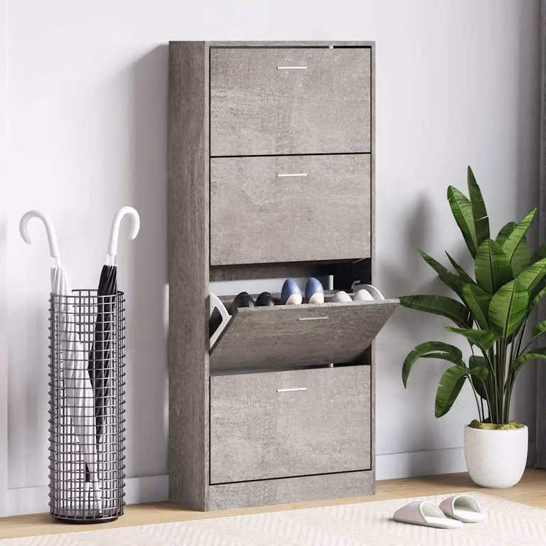 Scarpiera moderna vidaXL in legno e MDF Grigio opaco L: 63 cm, P: 24 cm, H: 147 cm