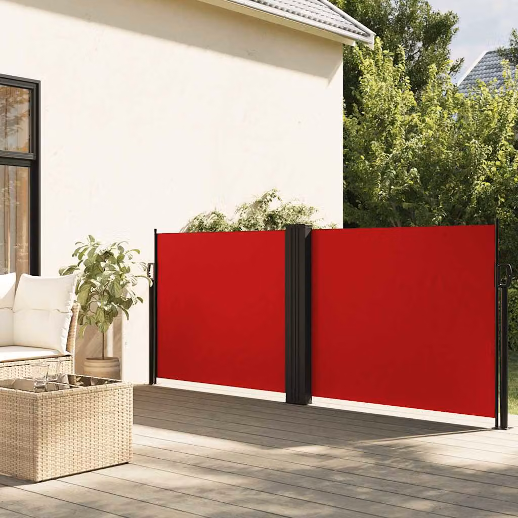 Tenda da sole laterale retrattile vidaXL rossa in poliestere e acciaio L: 1000 cm, H: 120 cm