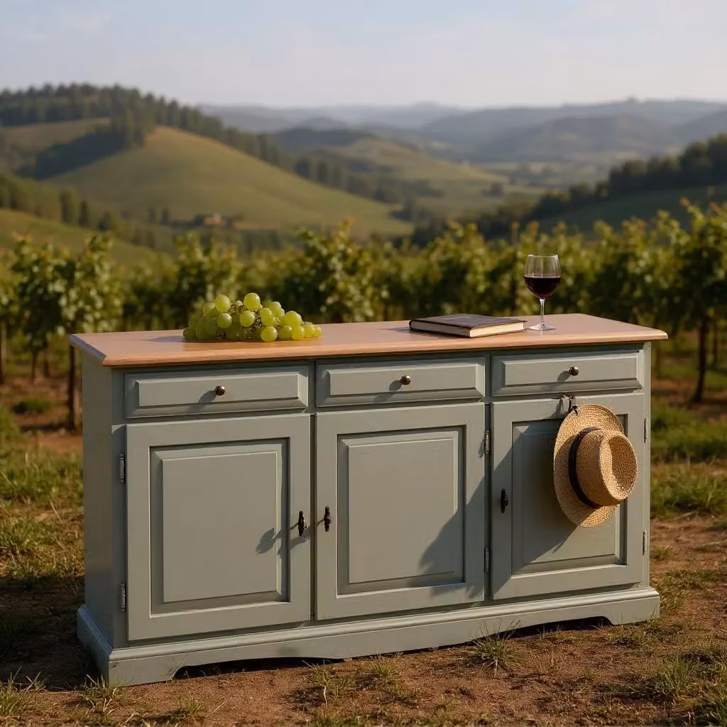 Madia Mobili 2G in legno beige opaco con 3 porte e 3 cassetti L/P/H: 156 x 35 x 85 cm – 1