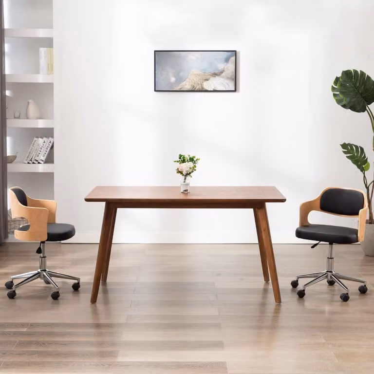 vidaXL Sedia da ufficio girevole in legno curvato nero e Pelle finta - Sedia da ufficio - Sedie da ufficio - Sedia girevole da ufficio - Sedie girevoli da ufficio