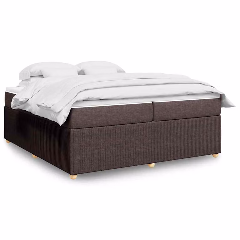 vidaXL Letto Ibrido con Giroletto a Molle e Materasso in Tessuto Marrone e Bianco L/P: 200 x 200 cm