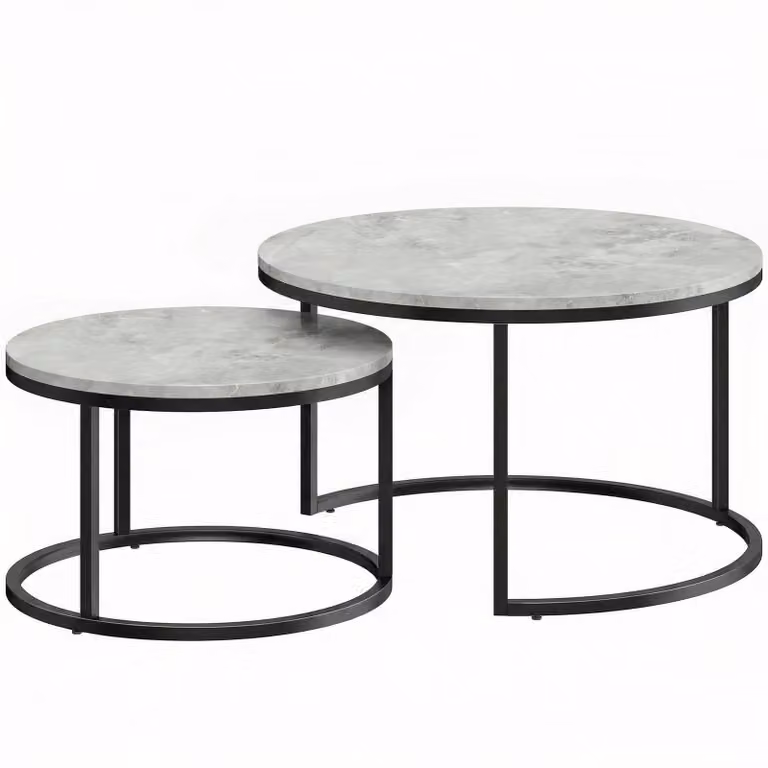 Set di tavolini da salotto, 2 pezzi, impilabili | Colore: Grigio | Dimensioni: 78,5 x 78,5 x 46,5 cm
