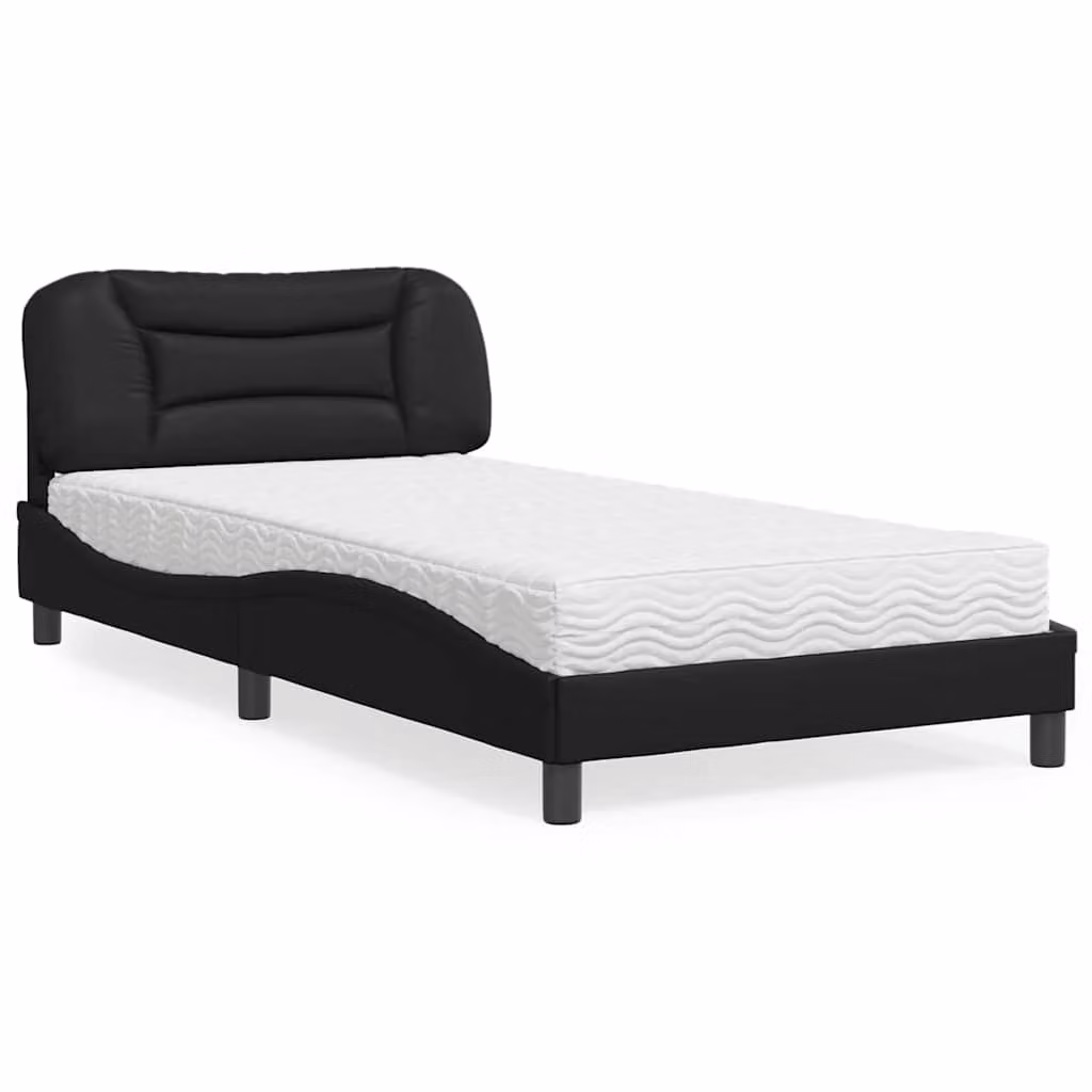 Letto con Materasso Hvar vidaXL in Similpelle Nero L/P: 100 x 200 cm – 1