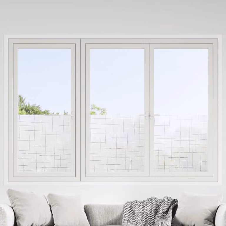 Set di 4 pellicole adesive per finestre vidaXL in PVC bianco con motivo geometrico a stelle per una privacy decorativa e minimalista
