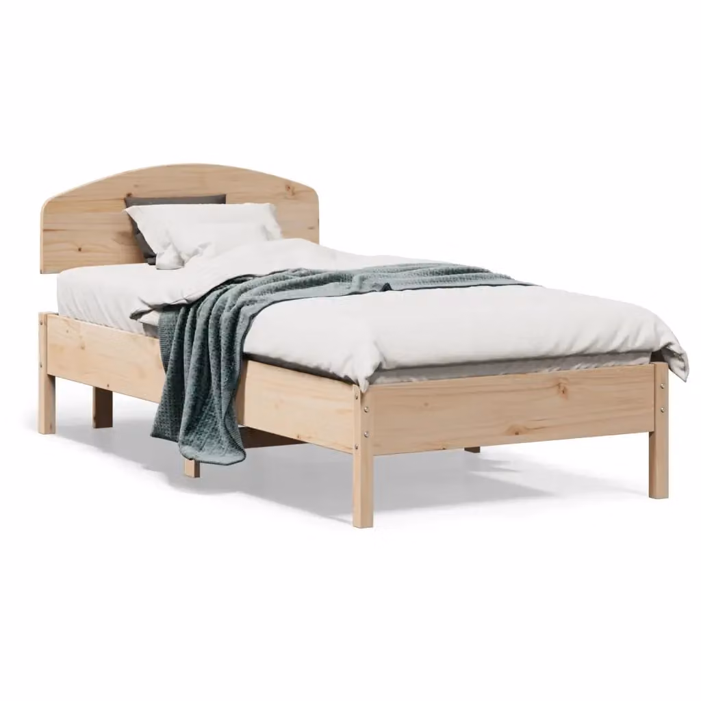 Struttura Letto Giroletto in Legno Massello di Pino Design Mania, L 75 cm x P 190 cm, Stile Rustico Naturale – 2
