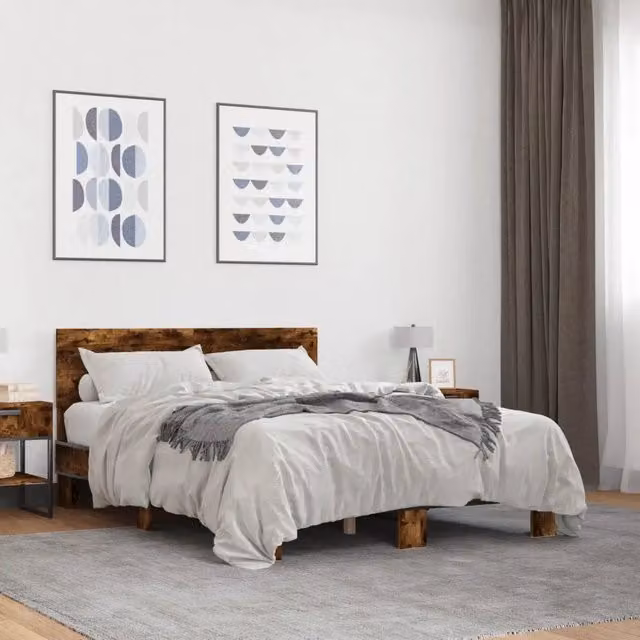 Letto Giroletto vidaXL in Rovere e Metallo, Colore Marrone, L/P: 120 x 200 cm – 1