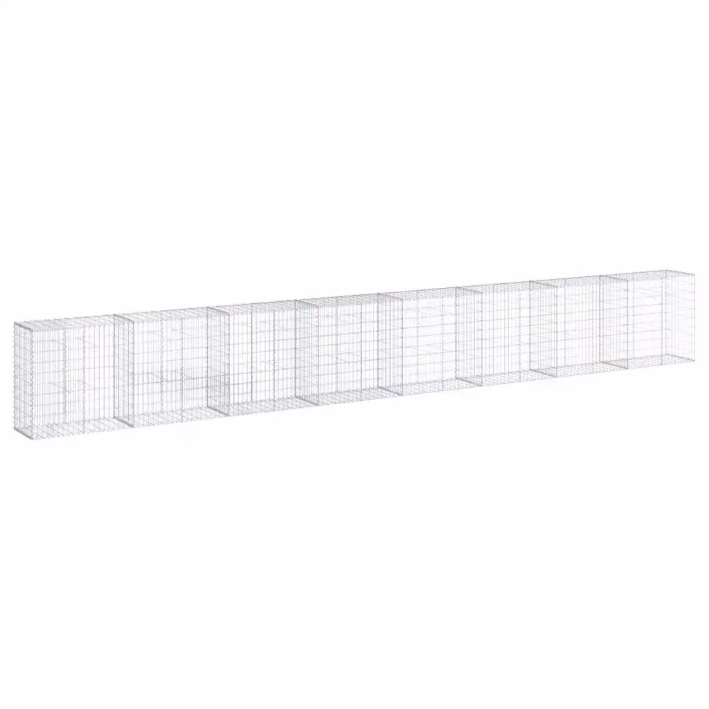 Cesto Gabbione con Copertura vidaXL in Ferro Zincato Argento L: 800 cm, P: 50 cm, H: 100 cm – 2