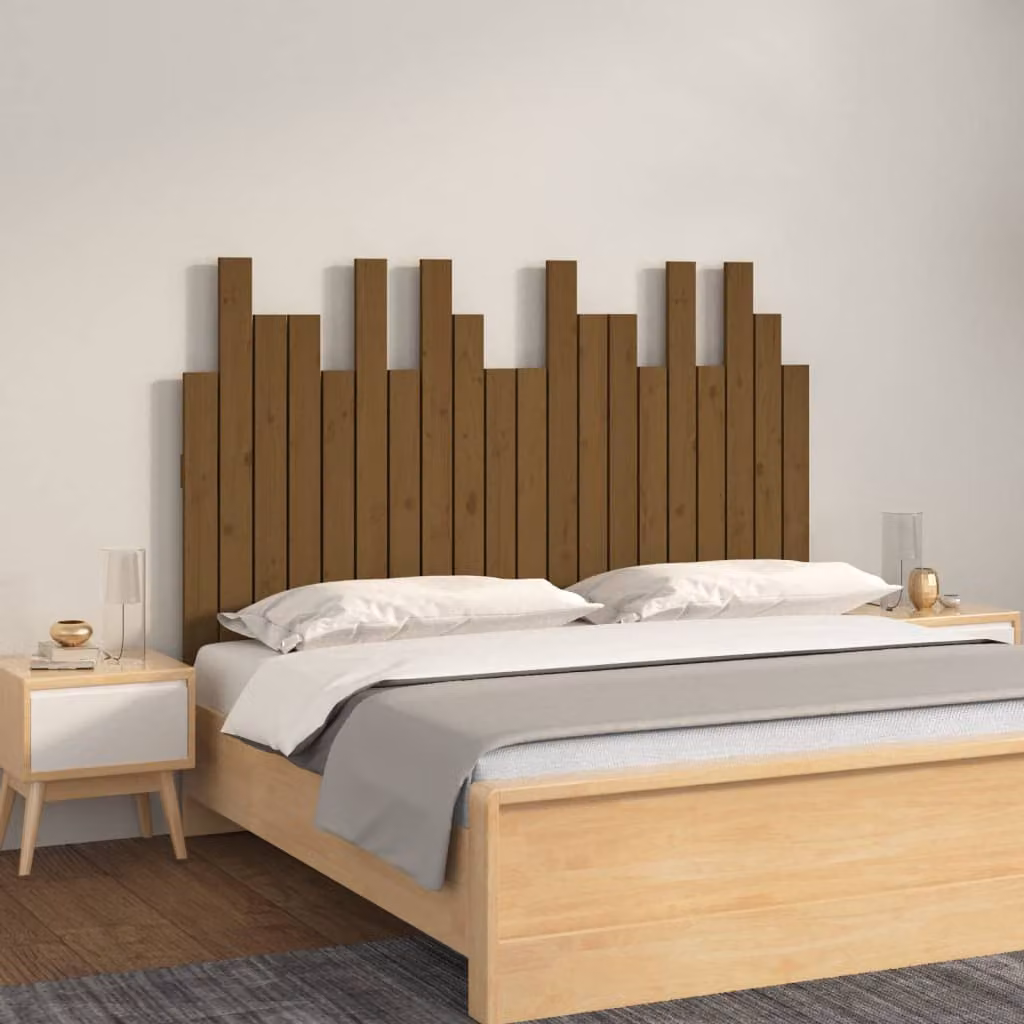 Testiera da parete vidaXL in legno massello di pino, colore marrone, L 127,5 x P 3 x H 80 cm