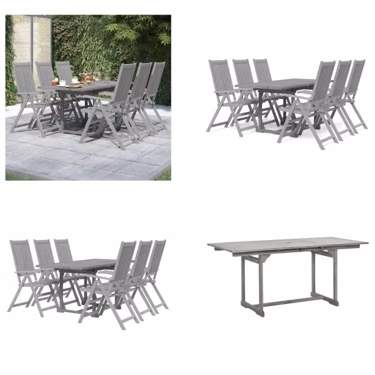 vidaXL Set da pranzo da giardino 7 pezzi in legno massiccio di acacia - Set da pranzo da giardino - Set da pranzo in legno - Set da pranzo in legno massiccio