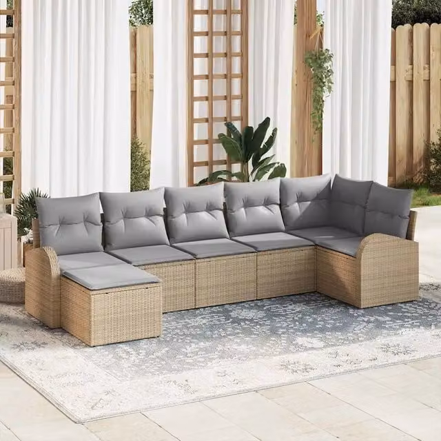 Set di divani 7 pz Beige polyrattan 3354799