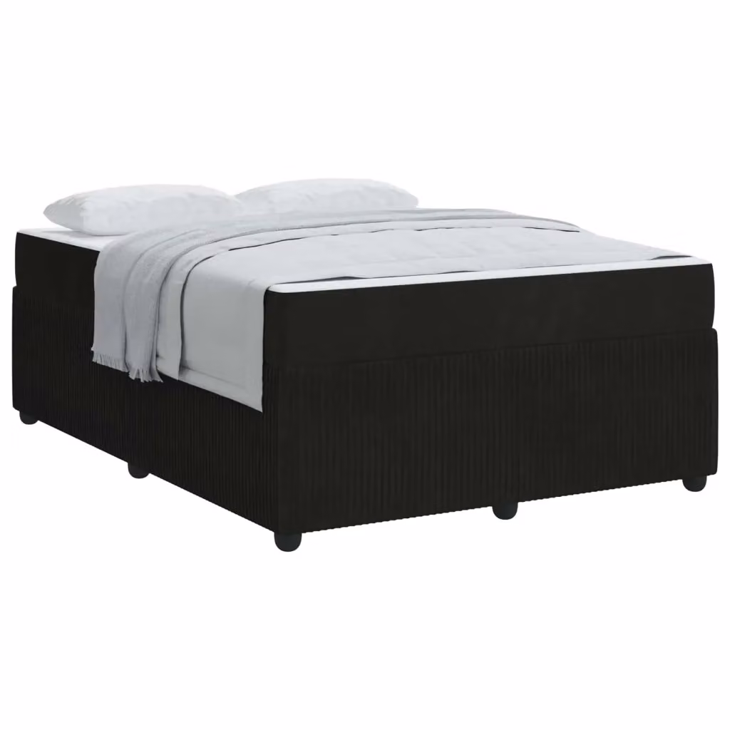 Struttura letto moderno vidaXL in tessuto nero con legno, L: 160 cm, P: 200 cm, H: 66 cm – 2