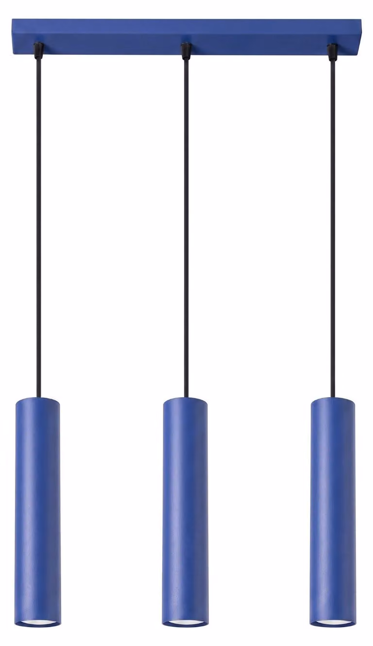 Lampada a sospensione LAGOS 3L oltremare 3xGU10 10W acciaio 90x6x45cm Sollux Lighting