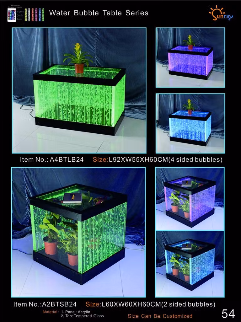 Design Tisch Couchtisch Wasser Säulen Säule Water Sofa Tische LED Beleuchtet