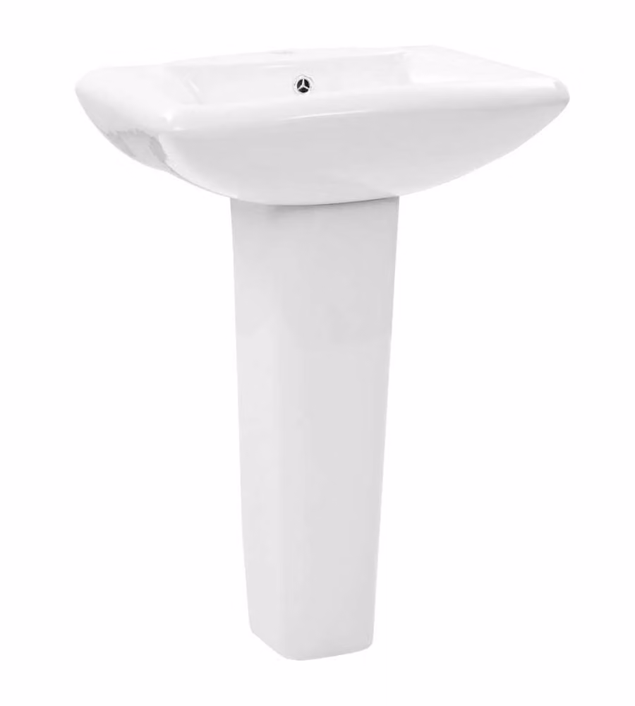 Lavandino a Colonna in Ceramica Bianca vidaXL L: 58,0 cm, P: 47,0 cm, H: 67,5 cm – 2