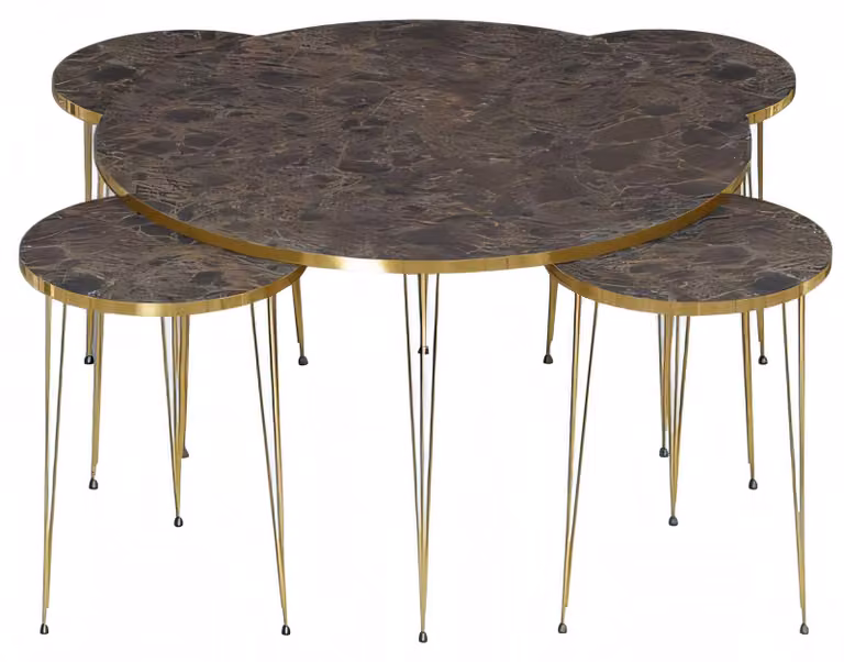 Eleganter Holz-Couchtisch mit 4 Beistelltischen in Braun