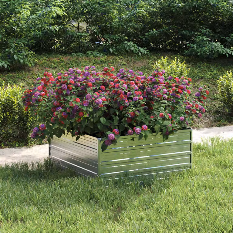 Letto rialzato da giardino vidaXL in acciaio zincato argento L: 100 cm, P: 100 cm, H: 45 cm
