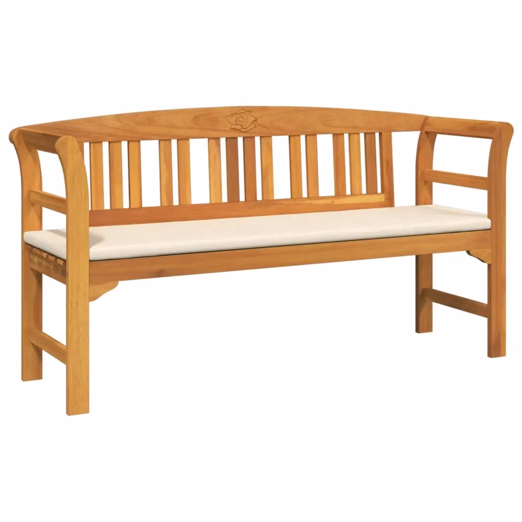 vidaXL Panchina da Giardino in Legno di Acacia con Cuscini Rosa L: 157 cm, P: 46 cm, H: 82,5 cm – 2