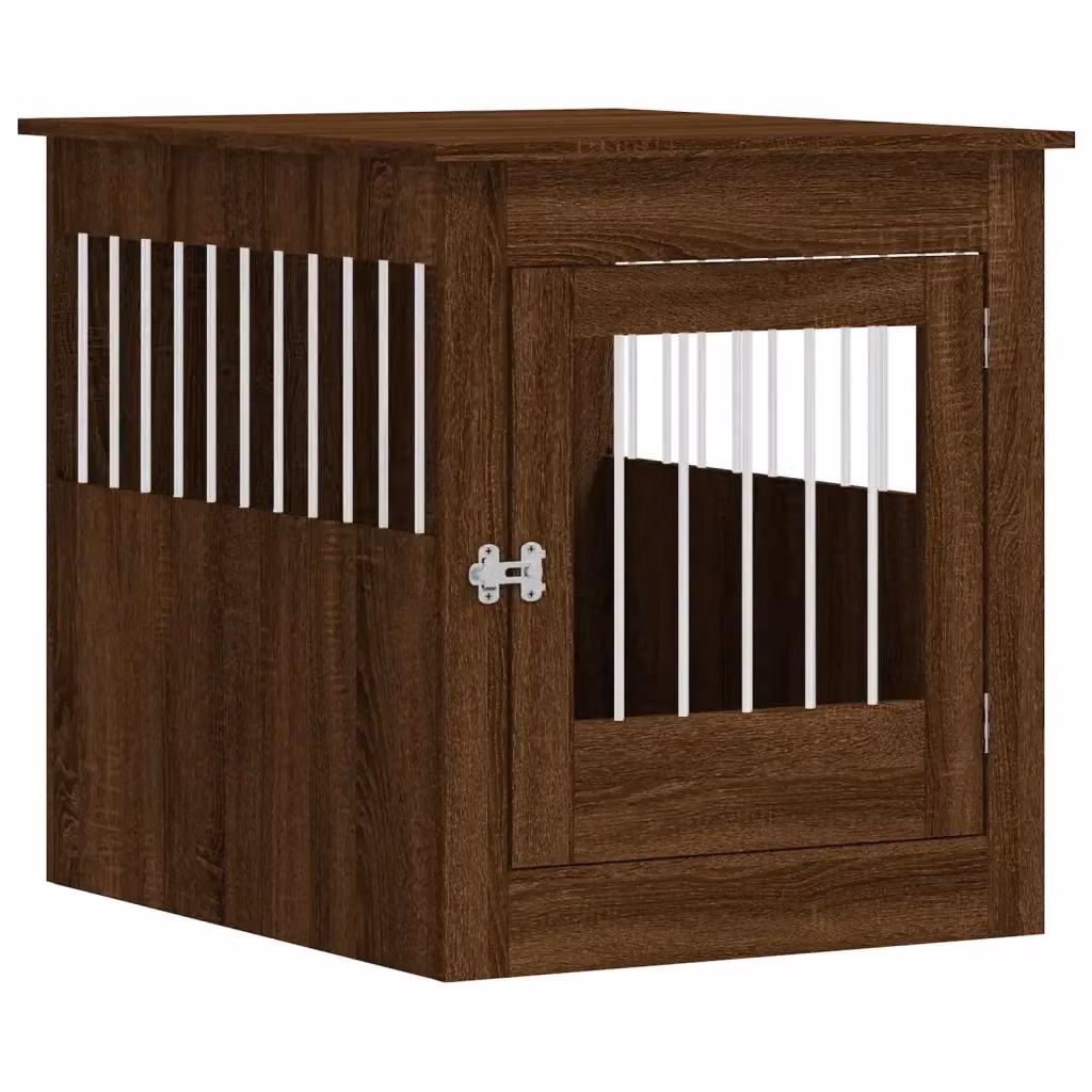 Gabbia per cani vidaXL in legno e metallo color marrone, L: 64,5 cm, P: 80 cm, H: 71 cm – 2
