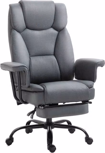 Sedia da ufficio ergonomica reclinabile con poggiatesta e braccioli in ecopelle e tessuto grigio – 1