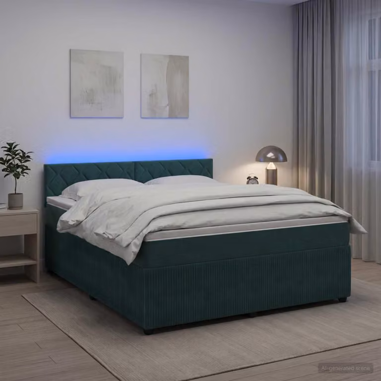 Maison Exclusive - Letto boxspring con materasso verde scuro 140 x 200 cm in velluto