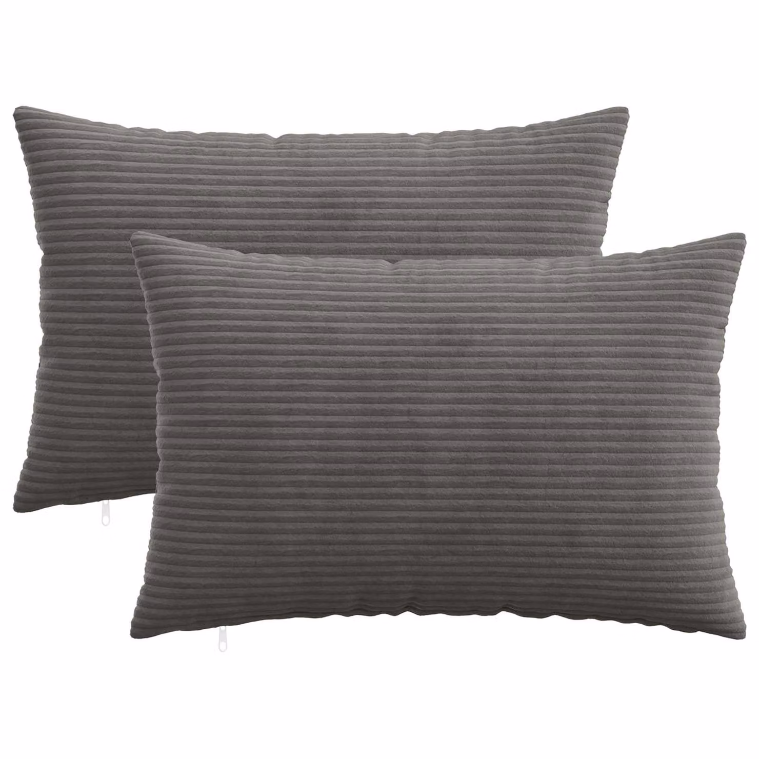 Set di 2 federe vidaXL HEERLEN in velluto a coste grigio scuro, L 30 cm x P 50 cm