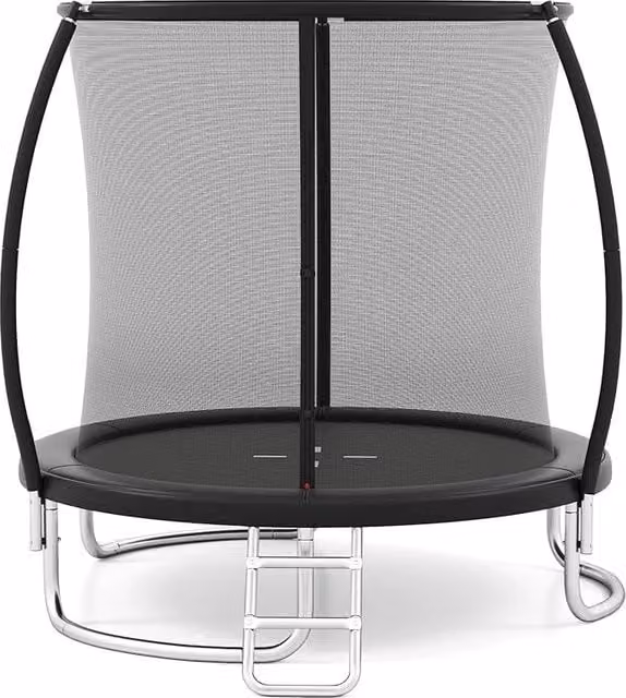 Trampolino Elastico Costway per Bambini e Adulti con Rete di Sicurezza, Scala e Telaio in Acciaio Zincato Antiruggine, Disponibile in Nero, Arancione o Verde