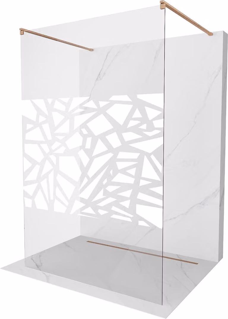 Mexen Kioto parete doccia autoportante 140 x 200 cm, motivo bianco 8 mm, rame spazzolato - 800-140-002-65-85