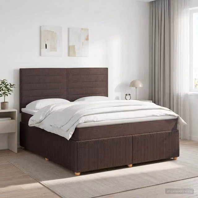 Letto box spring con materasso ibrido vidaXL Marrone e Bianco L/P: 180 x 200 cm – 1
