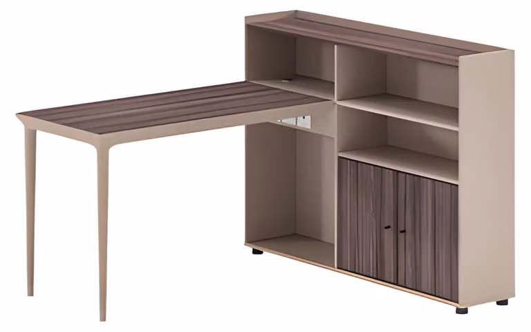Schreibtisch Regal Kombination Holzoptik Braun Beige Modern Viel Stauraum Büro