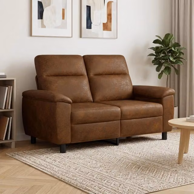 Divano moderno vidaXL in ecopelle marrone con struttura in metallo e coperture rimovibili L: 158 cm, P: 90 cm, H: 95 cm