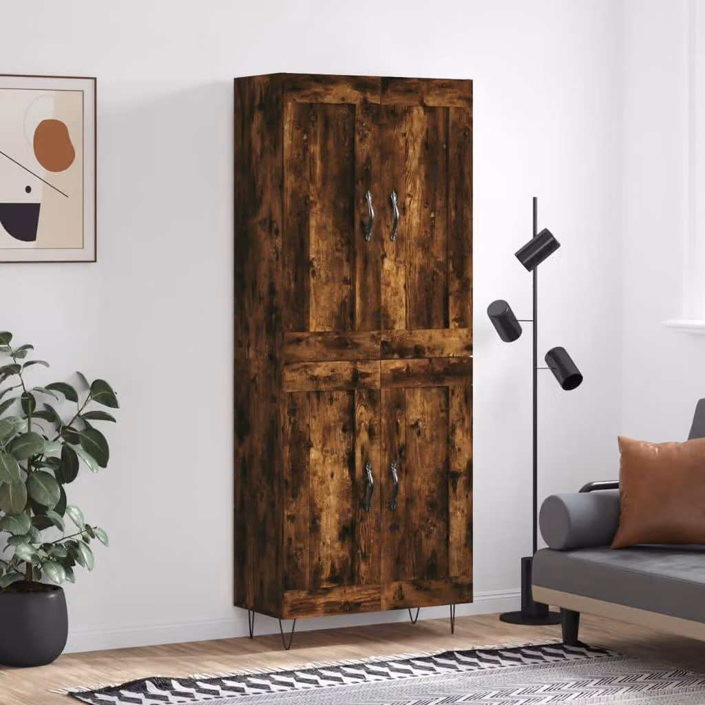 vidaXL Credenza rovere affumicato 69,5x34x180 cm materiale a base di legno
