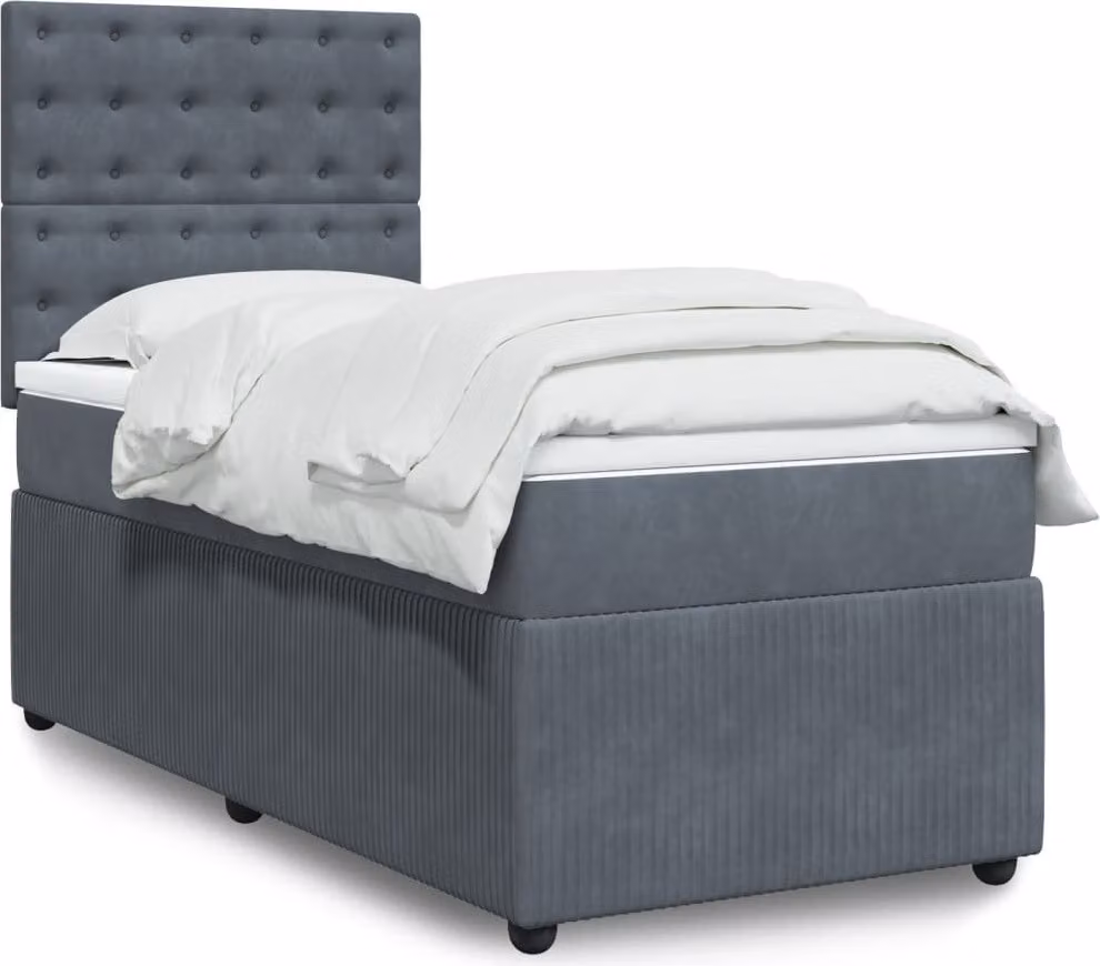 Maison Exclusive - Giroletto a Molle con Materasso Grigio Scuro 90x200 cm Velluto