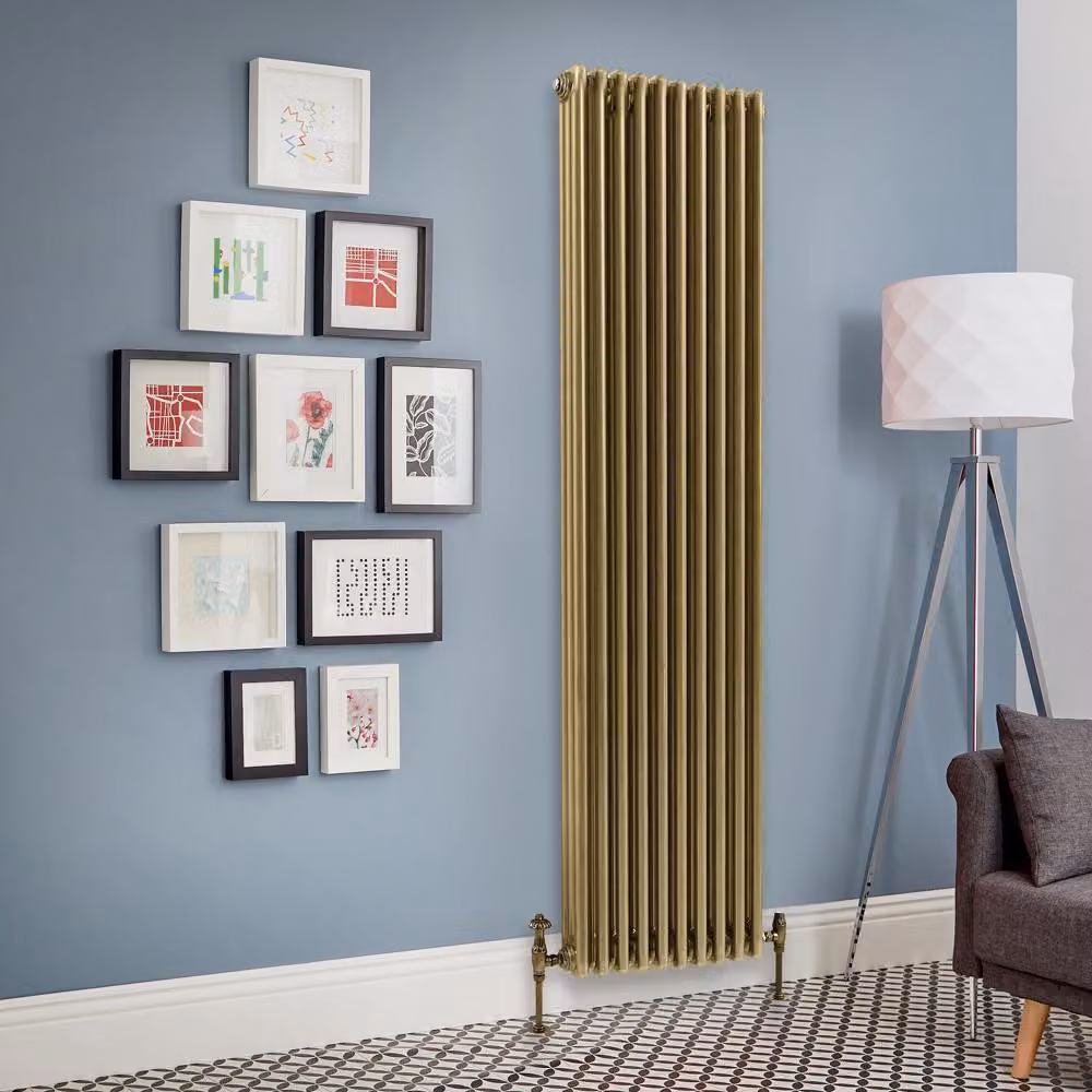 Radiatore Verticale a Tripla Colonna HudsonReed in Acciaio Colore Oro, H: 180 cm, L: 47 cm
