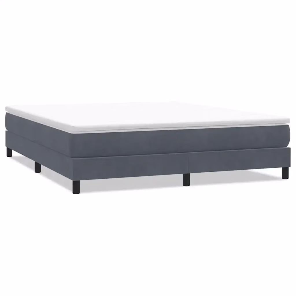 Letto a molle Design Mania in velluto grigio con struttura in legno, L/P/H: 200 x 220 x 183 cm – 2