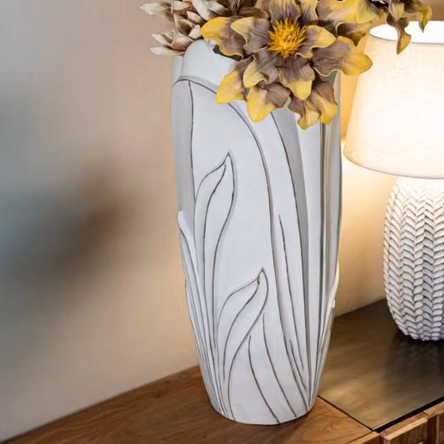 Vaso decorativo Brabbia bianco per uso da tavolo, L: 30,5 cm, P: 30,5 cm, H: 69 cm