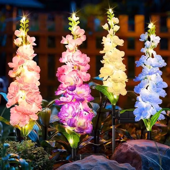 Set di 4 luci solari per giardino, modello migliorato: 36 LED, design a forma di fiori, impermeabili, ideali per decorare giardini, terrazze e aree paesaggistiche