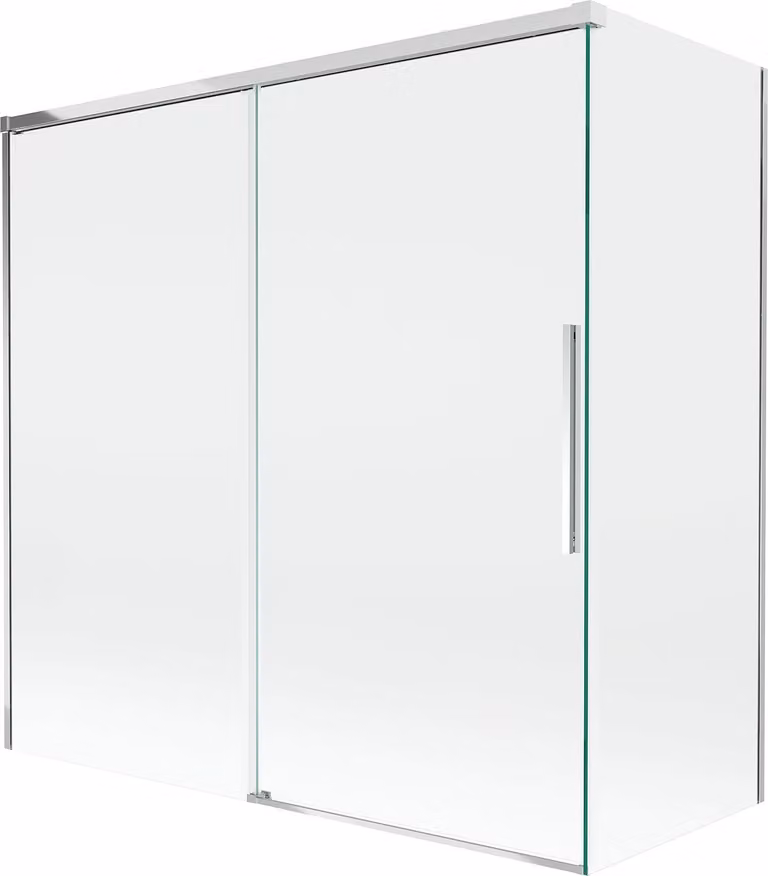 Mexen Rox paravento per vasca da bagno a 2 ante scorrevoli 160 + 70 x 150 cm, trasparente, bianco - 8C9-160-070-20-00