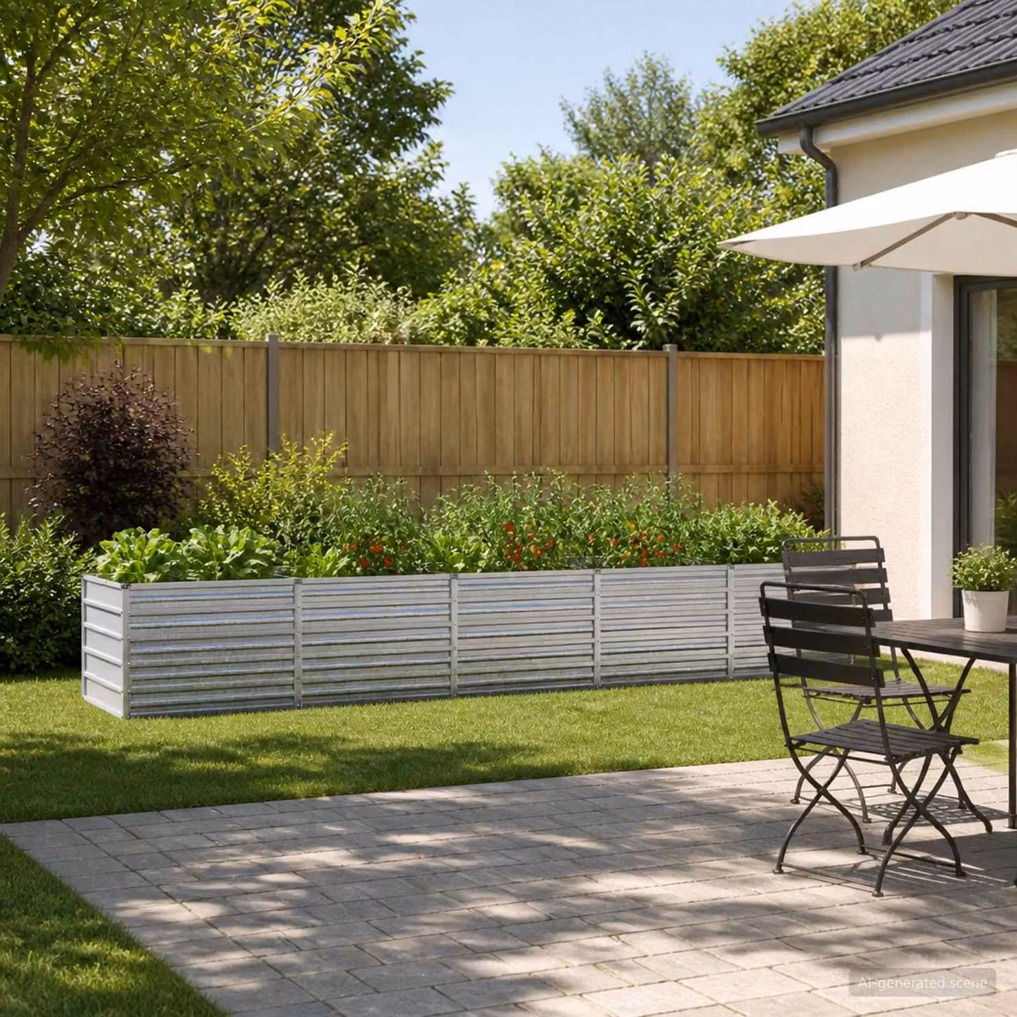 Letto rialzato da giardino vidaXL in acciaio zincato Argento L: 400 cm, P: 80 cm, H: 55 cm