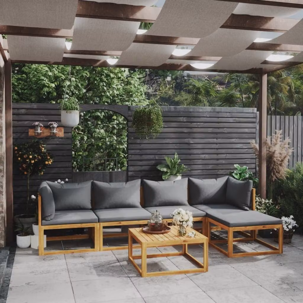 Maison Exclusive - Set da giardino 6 pezzi con cuscini in legno massello di acacia