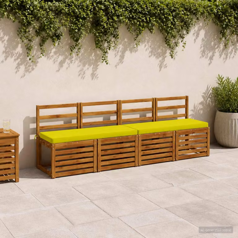 Cuscino per Panchina vidaXL VUGHT in Poliestere, Colore Verde e Giallo, Forma Rettangolare con Rivestimento Lavabile e Resistente ai Raggi UV