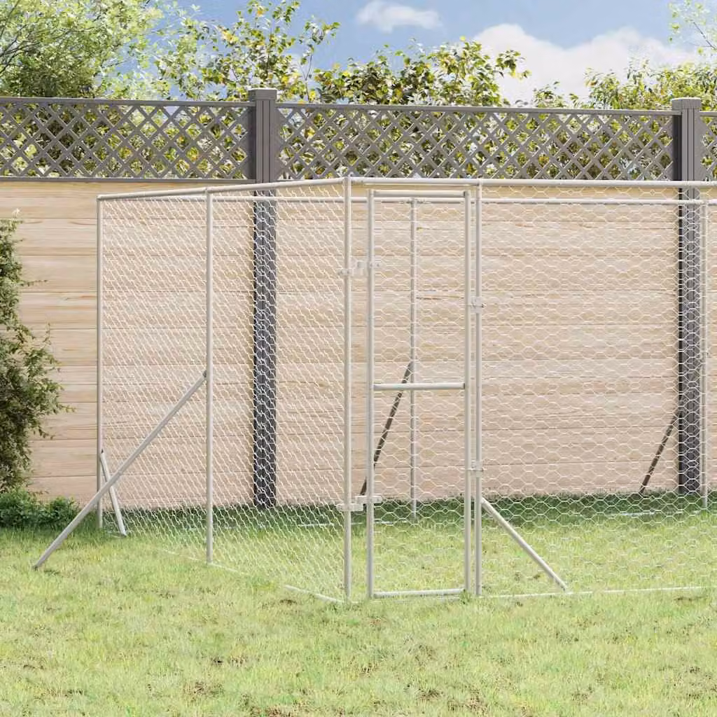 Cuccia per cani da esterno vidaXL in acciaio zincato argento L: 8 m, P: 8 m, H: 2 m