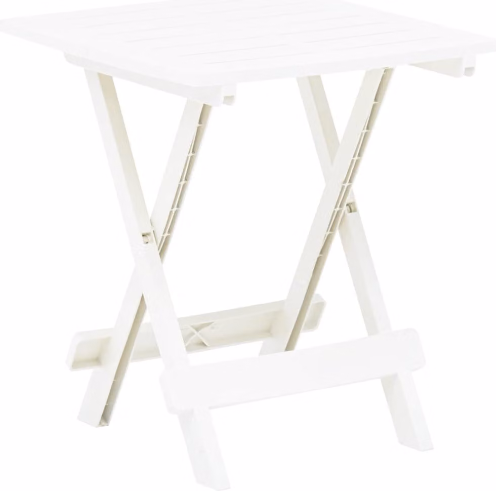 The Living Store Tavolo da giardino pieghevole bianco 45x43x50 cm in plastica