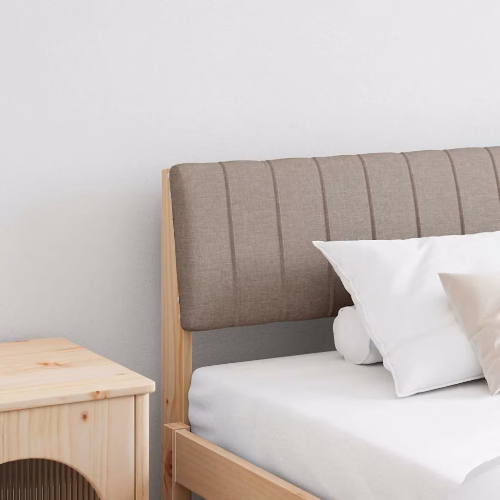 Testiera imbottita vidaXL Talpa in pino massello e tessuto beige per camera da letto, L: 200 cm