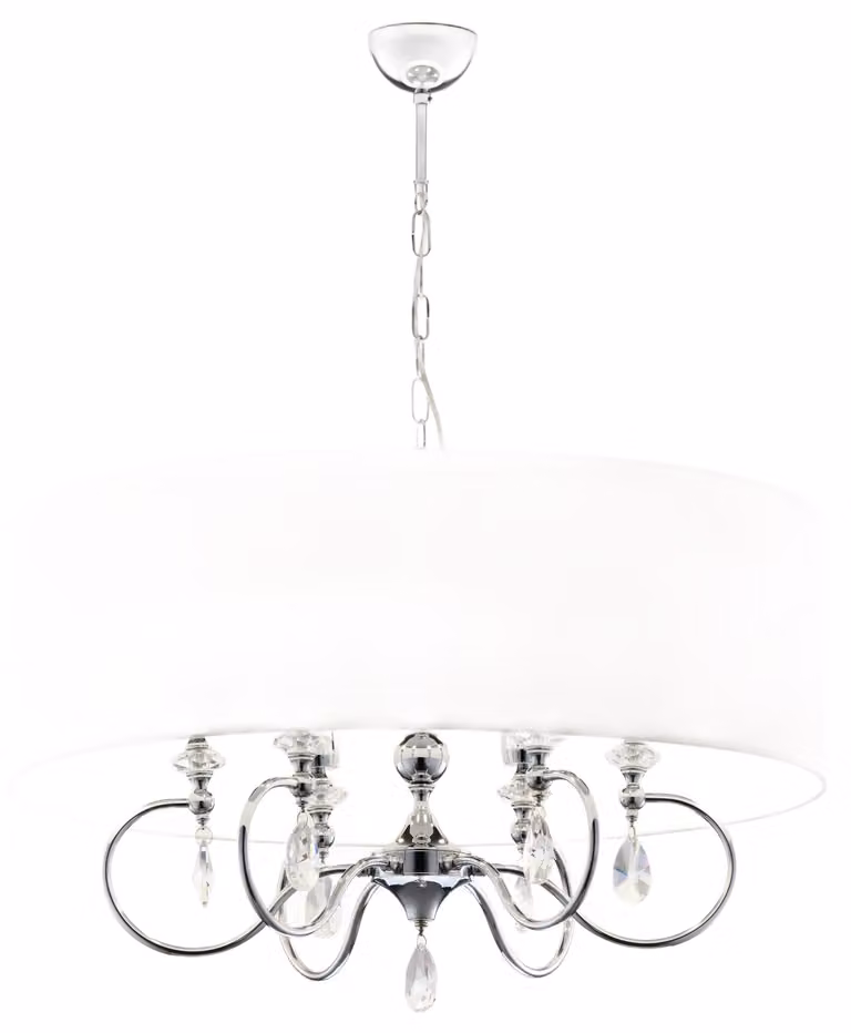 Lampada a sospensione ELBA cromata-bianca 6xE27x40W in metallo, dimensioni: 90x73x73 cm, IP20, Jupiter