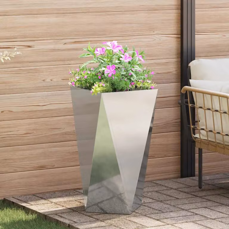 Fioriera vidaXL in acciaio zincato argento L/P/H: 40 x 40 x 75 cm